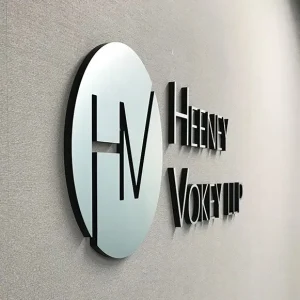 metal laminated 3d letters and logo on office wall